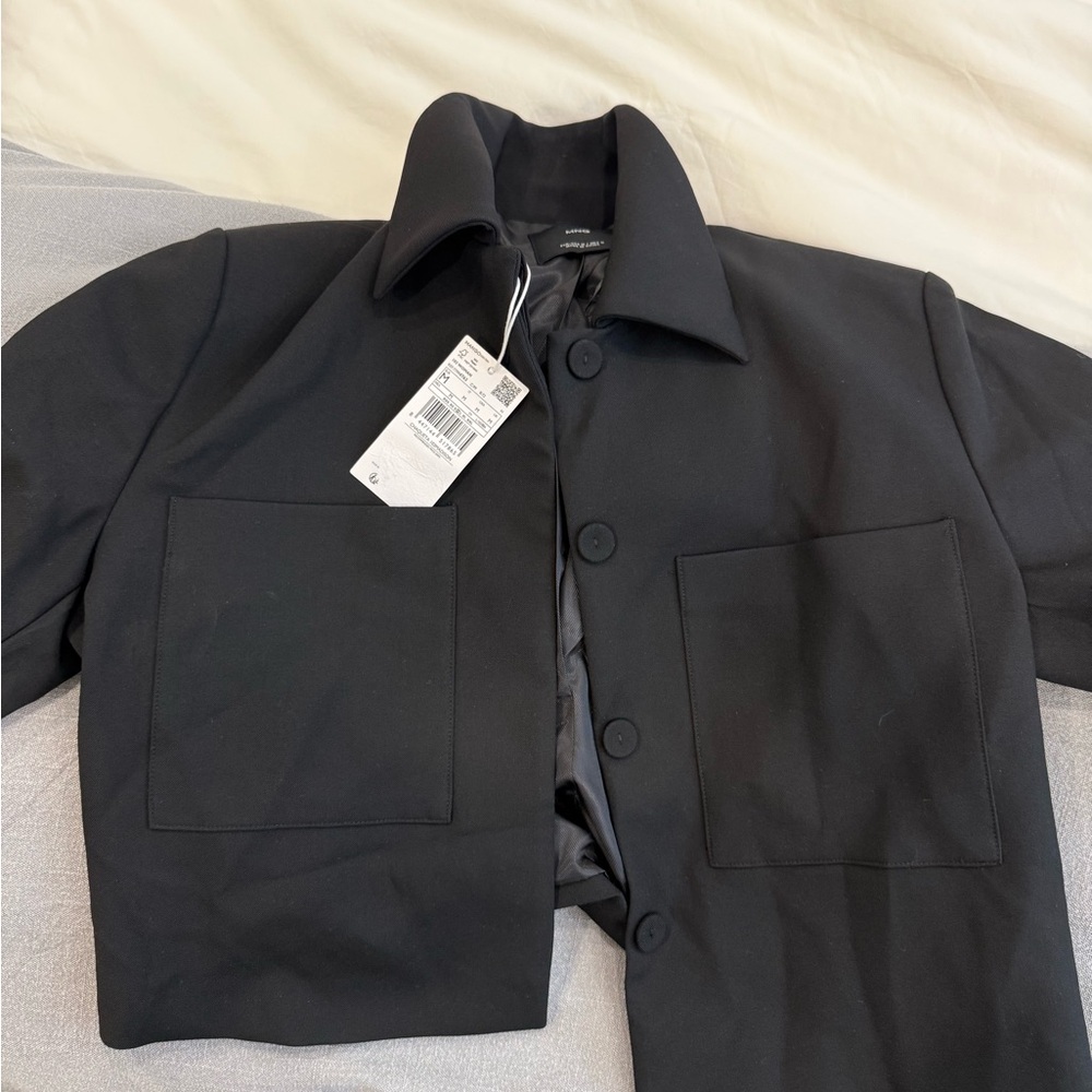 MANGO Black Button-Up Jacket size M